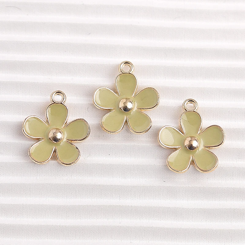 10 Stück 18 x 23 mm niedliche bunte Emaille-Blumen-Charms-Anhänger für Halsketten, Ohrringe, Armbänder, DIY, handgefertigtes Bastelzubehör – Detail 7