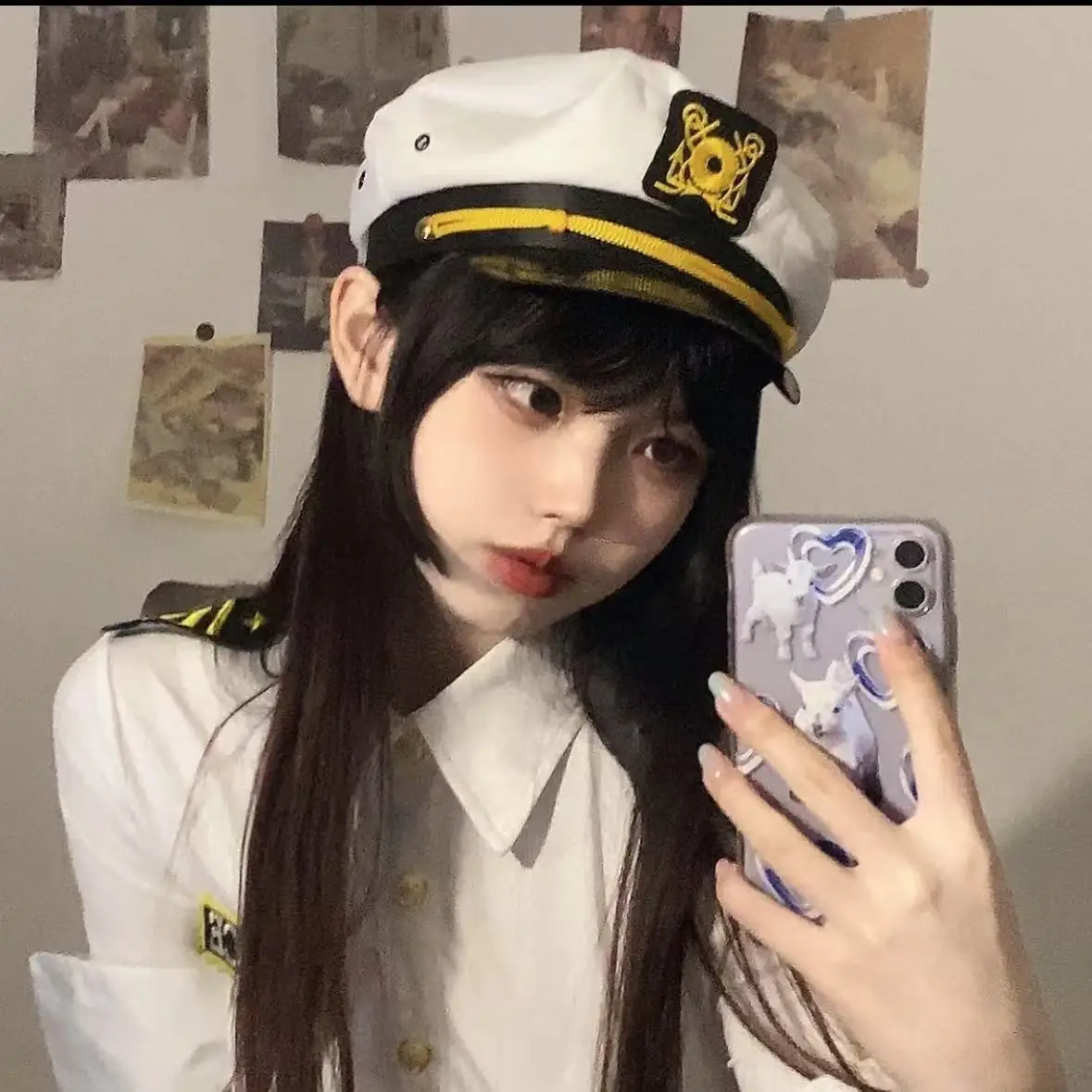 جديد المرأة القبعات الرجعية النمط البريطاني المطرزة البحرية قبعة الرغبة النقية مثير موحدة قبعة كبيرة حافة المرأة بحار قبعة