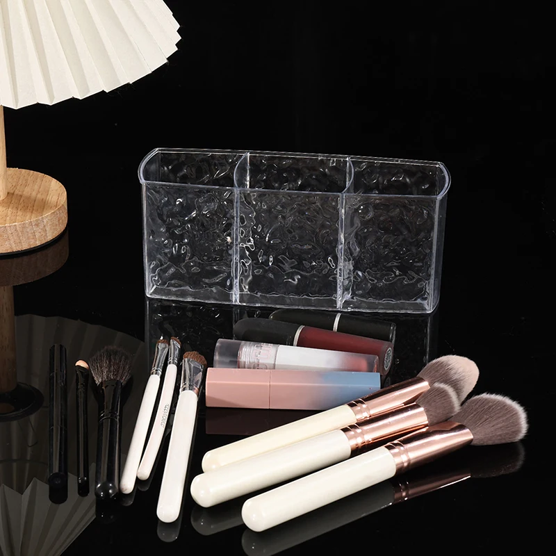 Water Ripple Clear Acrylic Makeup Brush Holder Desk Cosmetic Organiser Lipstick Storage Eyeliner Pen Foundation Storage Holder