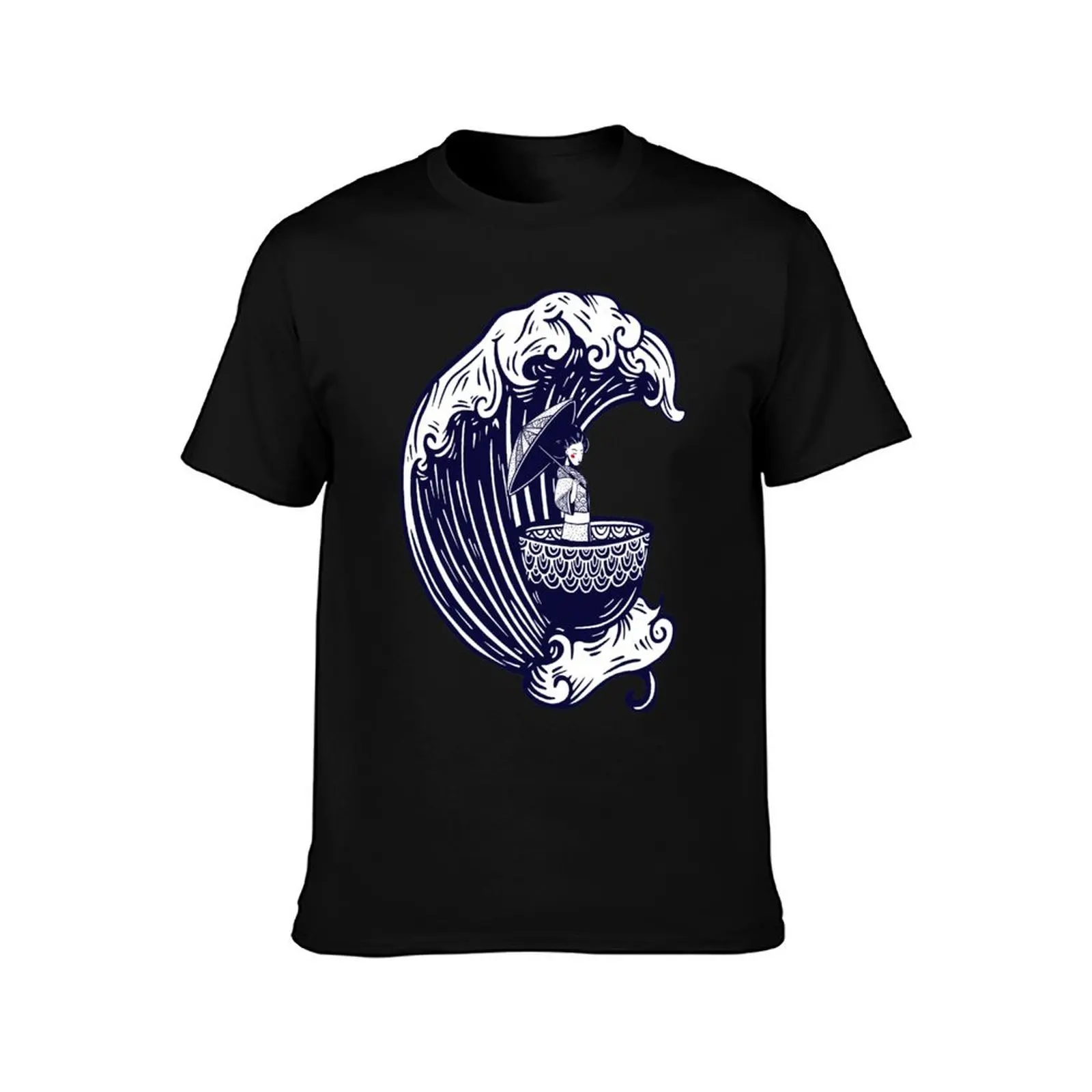 Geisha with wave. T-Shirt Minimal Art Print T-Shirt