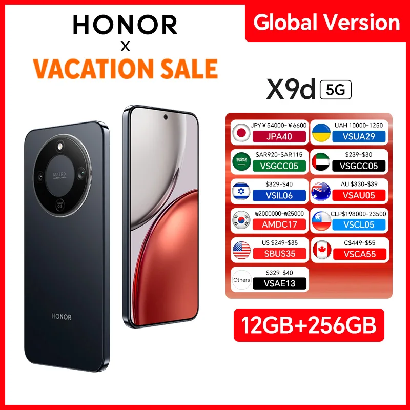 HONOR X9d Global Version 12GB+256GB 5G Smartphone 6.79'' 120Hz Screen 108MP AI Camera 8300mAh 66W Super Charging NFC OTA