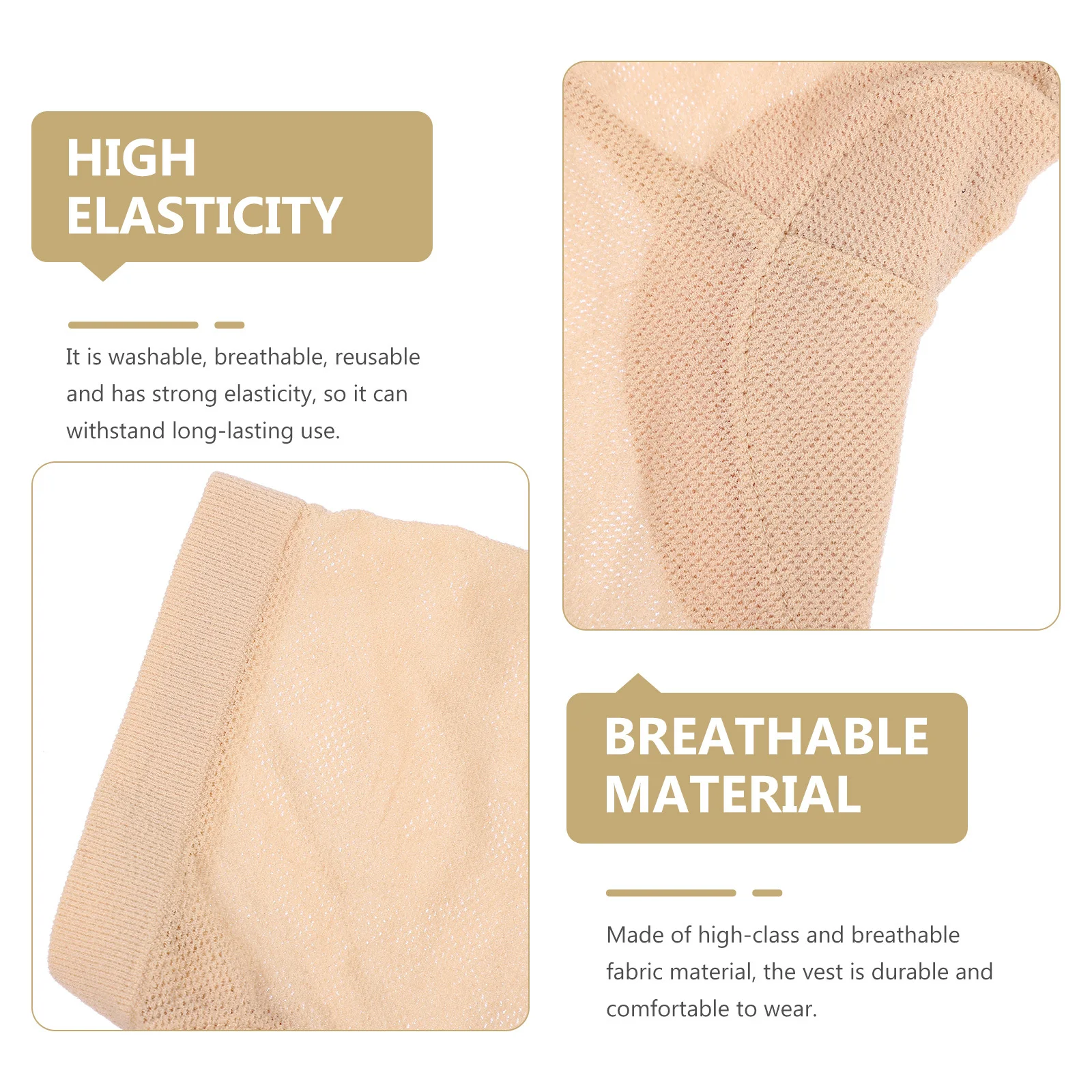 

Pads Vest For Women Breathable Underarm Sweat Absorbent Vest Lightweight Armpit Beige Reusable Summer