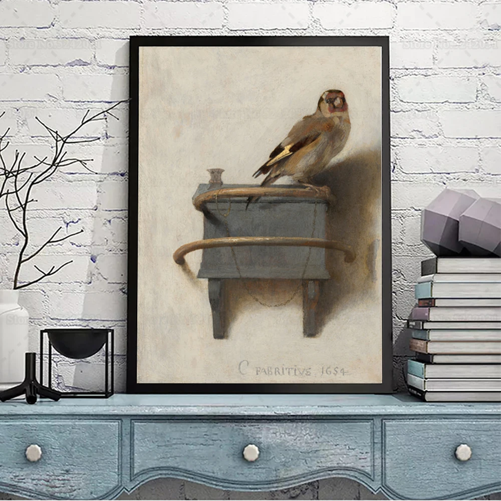 Carel Fabritius The Goldfinch Canvas Painitng Vintage Animal Bird Poster Puttertje Print Wall Art Decoration