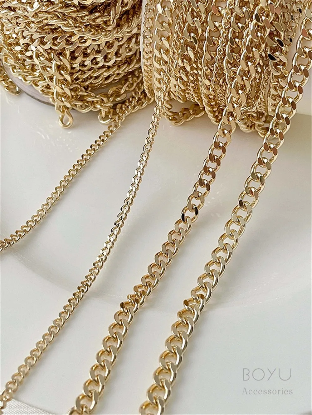 14K Bag Gold Glitter Grinding Chain Handmade DIY Necklace Bracelet Jewelry Material Accessories Loose Chain Jewelry Chain