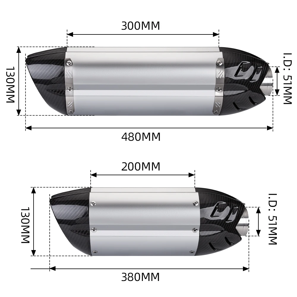 

High quality 51mm carbon fiber universal motorcycle stainless steel escape muffler exhaust pipe FOR CBR650 Z400 Z800 z900
