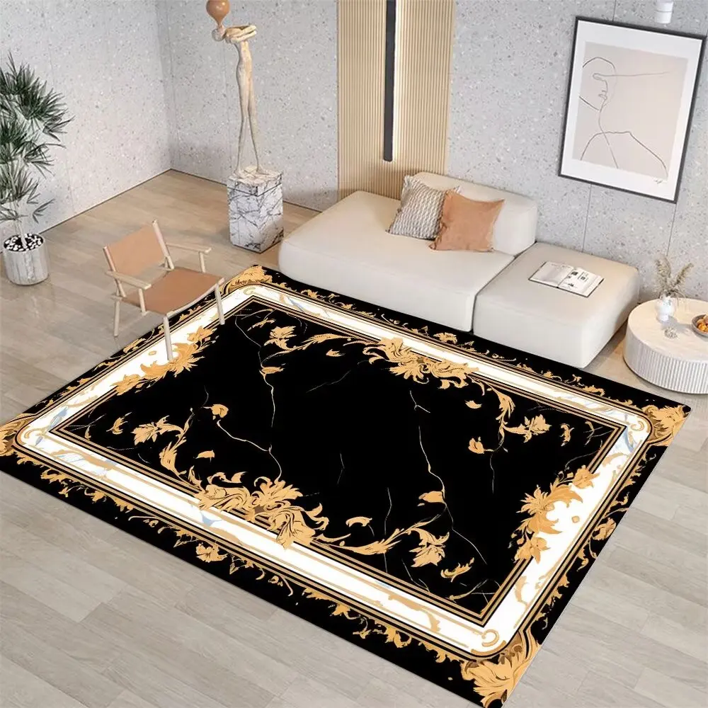 Luxury Modern Living Room Rugs Fashion Advanced Geometric Carpet for Bedroom Lounge Antiskid Soft Room Decoration Home Mats 러그