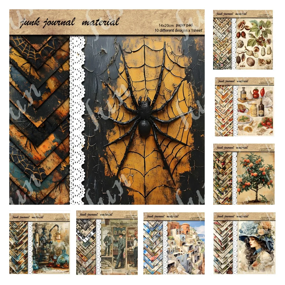 Estilos de Halloween 10 folhas de material manual de papel DIY Scrapbook Diário Combinação vintage Scrapbooks DIY Papel Kraft