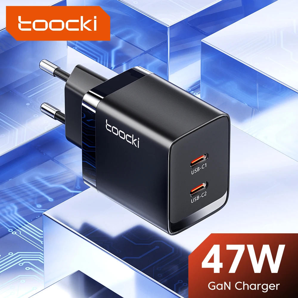 Toocki GaN 47W USB C Charger PD 27W Fast Charing For iPhone 14 13 12 11 ProMax Type C Charger for Samsung Xiaomi Realme POCO