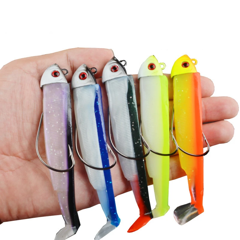 Leurre de pêche à tête de gabarit méné noir 28.2g 40.8g 5 couleurs Leurre souple Jig Bait bar brochet pêche Leurre Souple pour Zand