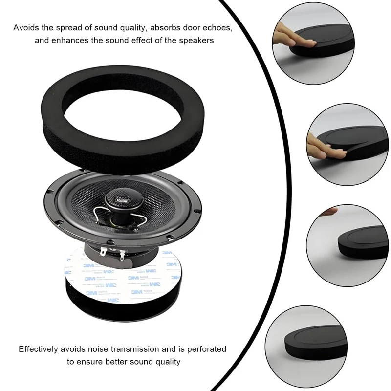 1PCS HOT 4/5/6.5 Inch Car Speaker Ring Bass Door Trim Sound Insulation Cotton Audio Speaker Sound Self Adhesive Insulation Ring