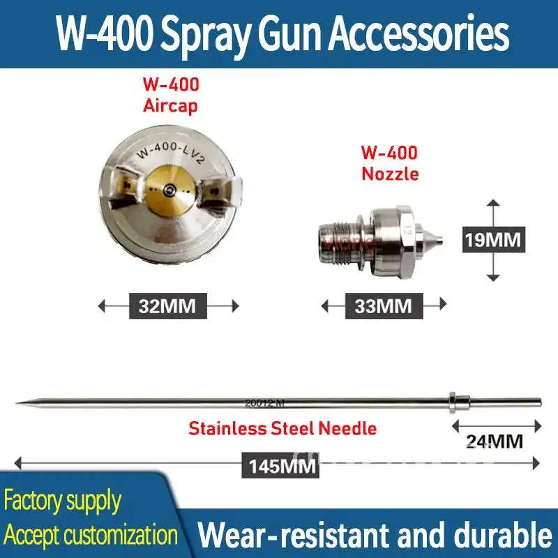 Japan W-400 Paint Spray Gun Nozzle Needle LV2 Aircap Set W400 Parts Component Accessory Repair Kit