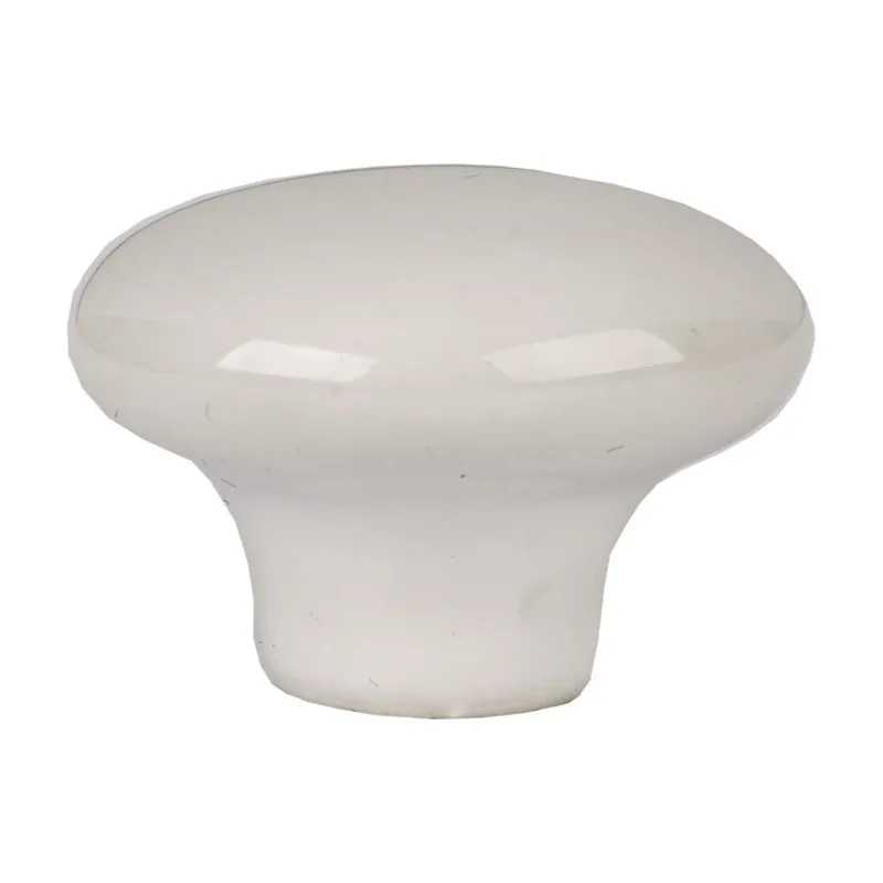 34mm Diameter Cabinet Knob Ceramic White with 2 Screws 2 Pieces