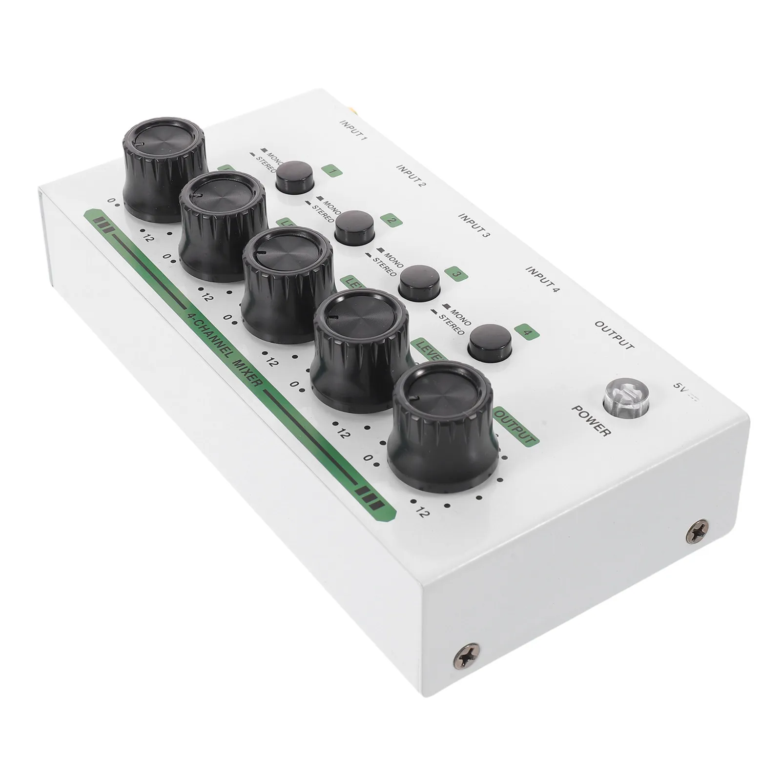 4-Channel Compact Audio Mixer White Professional Stereo Mixer for Studio Recording Live Streaming Podcast Guitar Keyboard