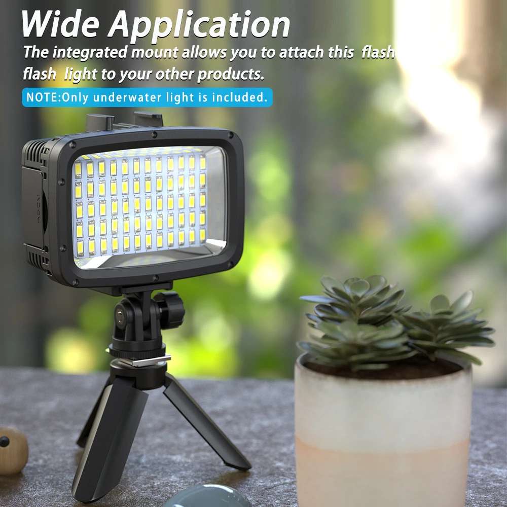 แบบพกพากันน้ำแฟลชใต้น้ำ40M ดำน้ำเติมแสง1800LM แบตเตอรี่กล้องอุปกรณ์เสริม