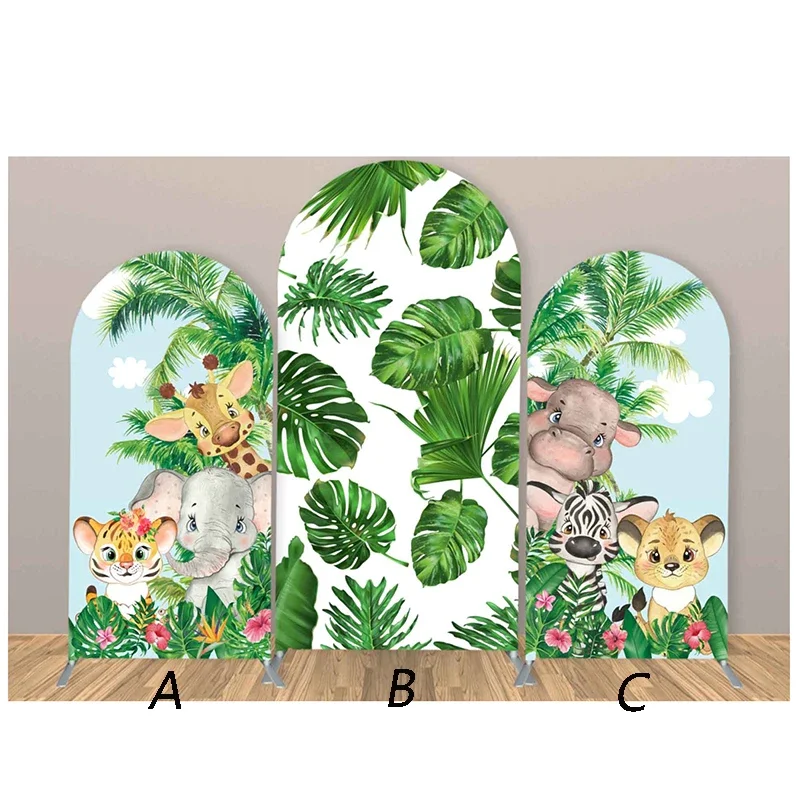 

Mehofond Custom 2-Sided Jungle Safari Animal Kids Birthday Party Baby Shower Cover Chiara Arch Background Decor Backdrop Phot