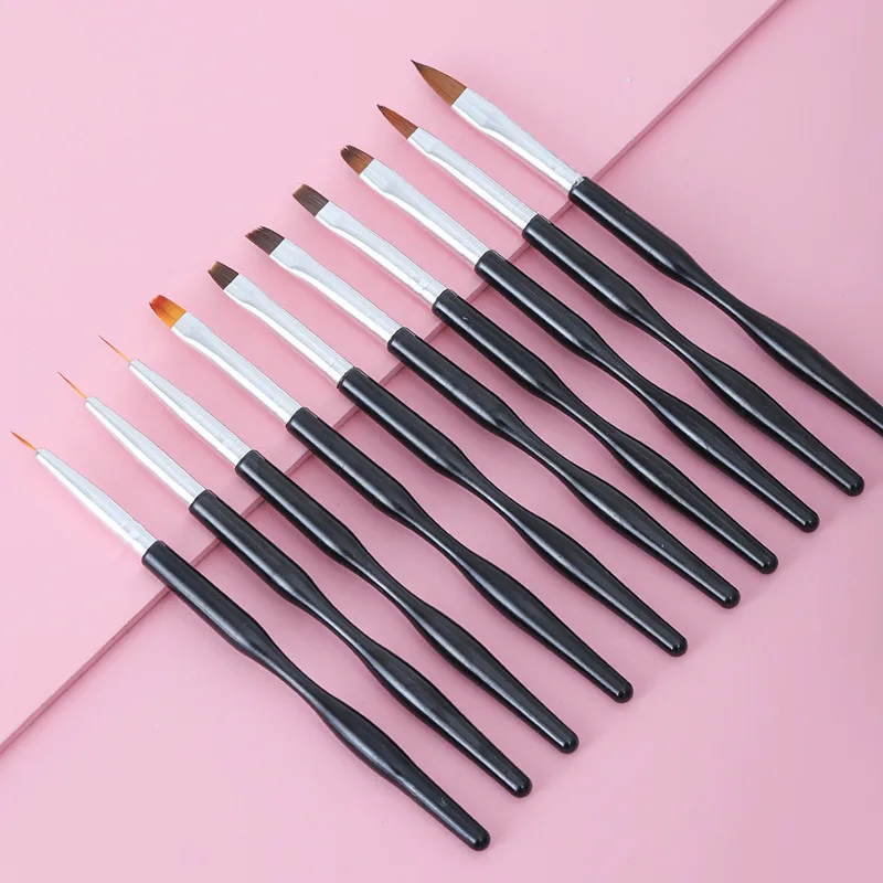 10Pcs Nail Art Brushes Set Professional Drawing Pen Gradient Painting Brush UV Gel Flower Painting Tool Manicure