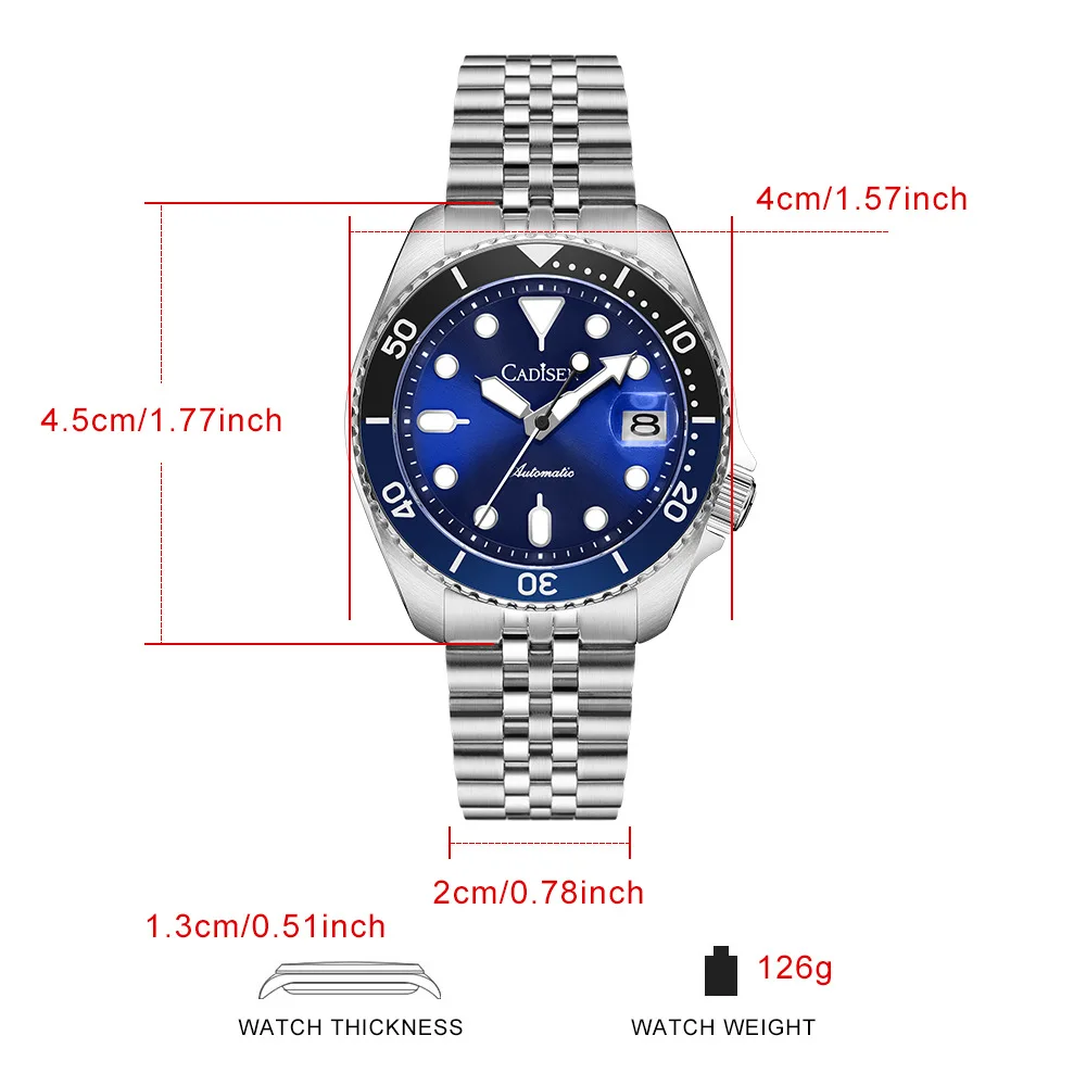 CADISEN New Luminous Men Mechanical Wristwatches Ceramic Bezel Sapphire Glass Japan NH35 Automatic Watch Men relogio masculino