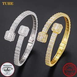 Luxury Iced Out Baguettes Moissanite Bracelets Bangles for Women Men Silver 925 Hip Hop Fine Jewelry Christmas Gifts