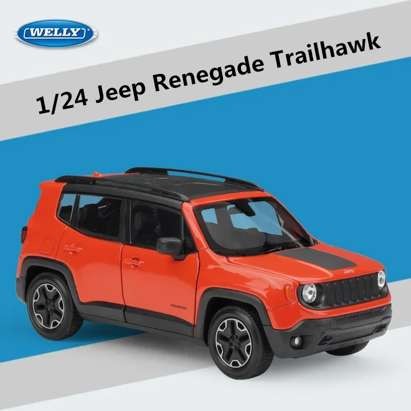 Fonde sotto pressione WELLY 1:24 Jeep Renegade Trailhawk SUV Modello di auto in lega Fonde sotto pressione Giocattolo in metallo Veicoli fuoristrada Modello di auto Regali di simulazione
