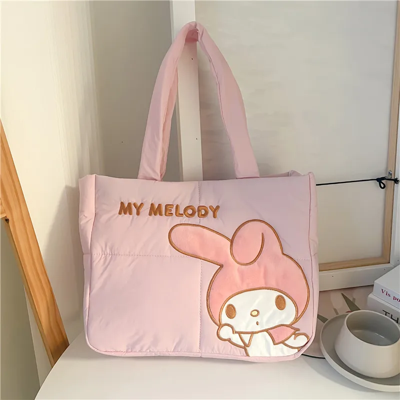 Sanrio Hellokitty torebka Cartoon śliczna puchowa tkanina Kuromi torba z grubej bawełny na ramię Pacha pies śliczna torba na artykuły papiernicze