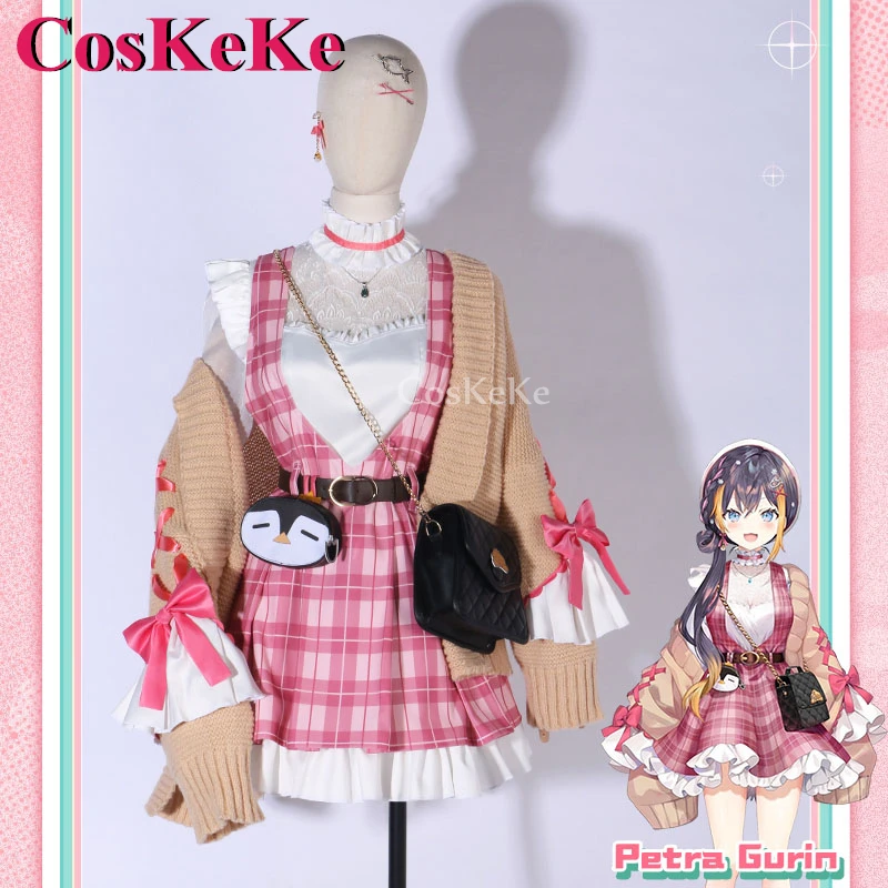 CosKeKe Petra Gurin Cosplay Anime VTuber NIJISANJI Costume Cute Winter New Outfit Plaid Skirt Halloween Party Role Play Clothing