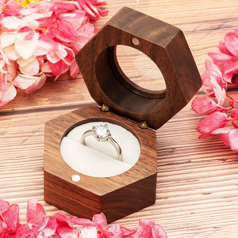 Free Custom Name Wooden Proposal Ring Box Personality Creative Chinese Style For Gift Wood Jewelry Storage Box Earring Cases