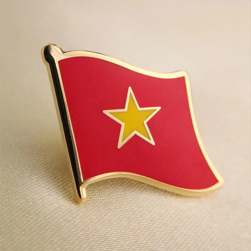 1PC Vietnam National Flag Badge Copper Butterfly Clasp Badge Chest Lapel Pins Decoration Crafts