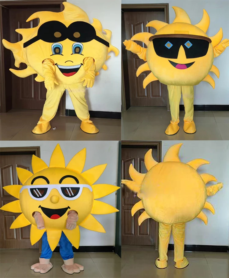 Nouveau adulte mignon tournesol soleil dessin animé mascotte Costume en peluche noël déguisement fête Performance Halloween Cosplay Costume