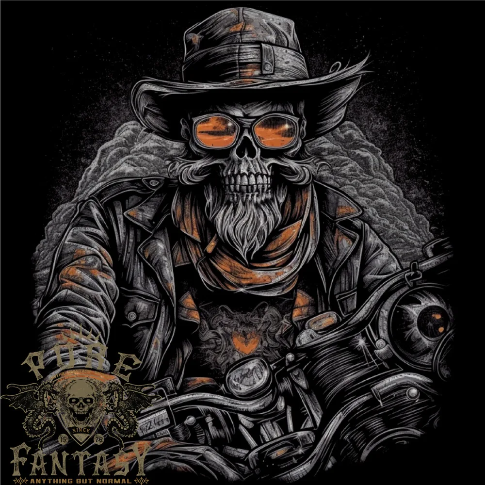 

An Old Biker Skull Motorcycle Chopper Mens Cotton T-Shirt Tee Top