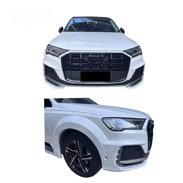 لأودي Q7 SQ7 2020-2023 ABT نمط ترقية طقم الجسم الواسع درابزين مضيئة الجانب تنورة الخلفية الذيل المفسد الناشر