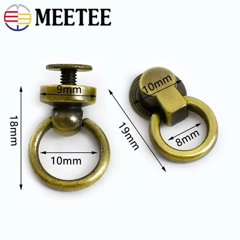 Meetee 5/10/20pcs 10mm Metal Bags Rivet Nail Buckle Swivel Screw Studs Button Handbag Chain Hanger Leather Craft Accessories