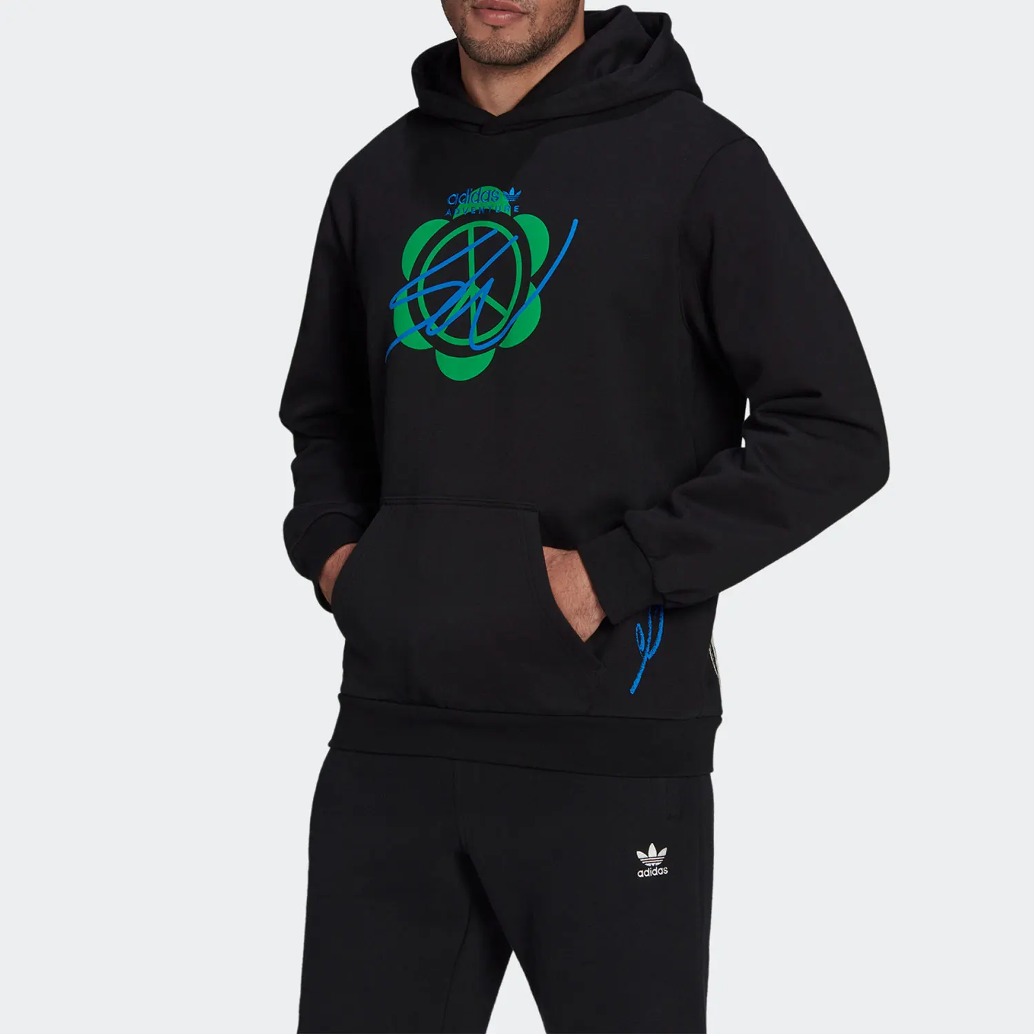Adidas genuine clover hooded floral men's casual sports sweatshirt HI3304