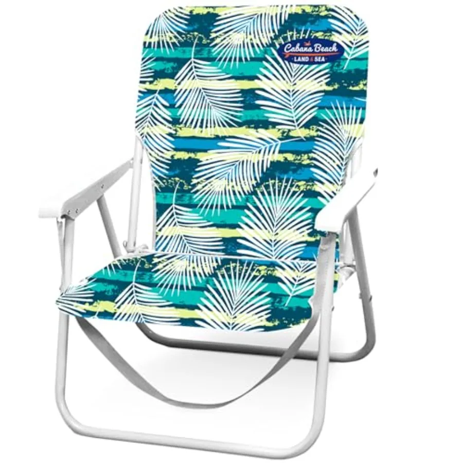 

Folding Beach Chair, 1 Position Lightweight and Portable Foldable Outdoor Camping Accessories with Carry Strap, Palm Multi Stri