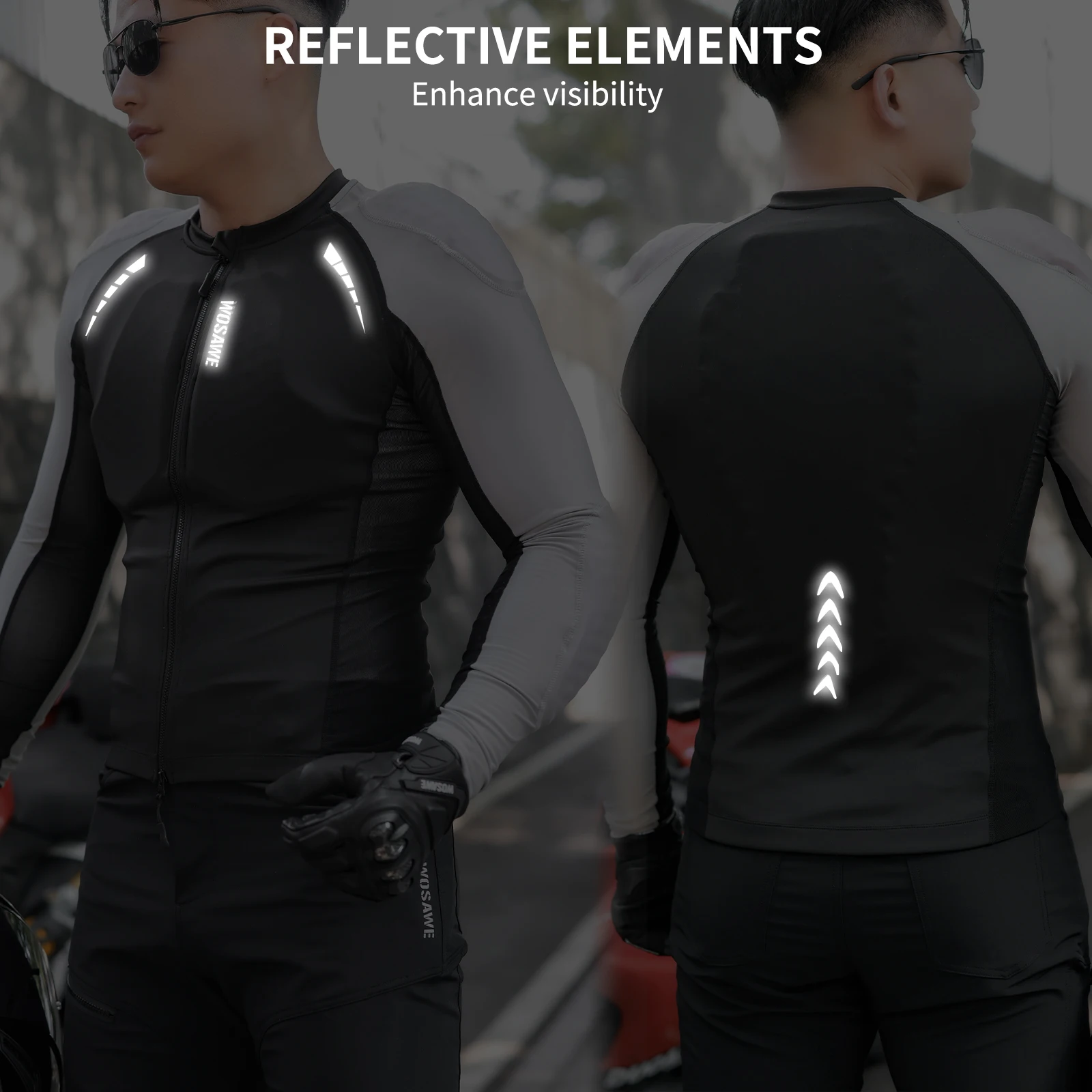 WOSAWE Mens Motorcycle Mesh Riding Jacket Summer Breathable Motocross Motorbike Jackets with Chest Back Shoulder Elbow Pads view 6