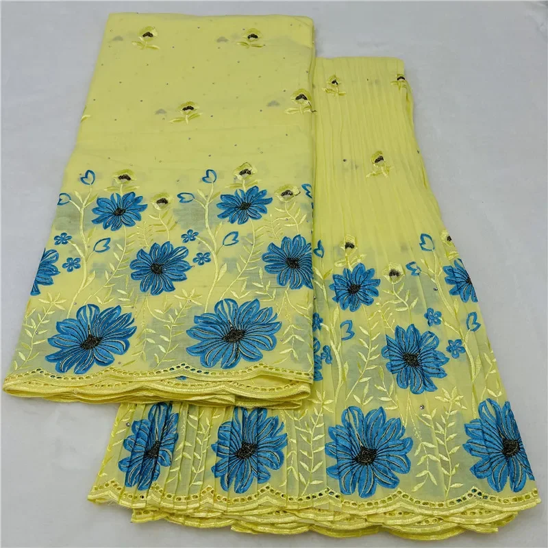 

5 + 5 ярдов, швейцарская вуаль, сухая кружевная ткань, лафая, вышивка, африканский 100% хлопок, популярный стиль в Дубае, материал для вечеринки, 12l29704