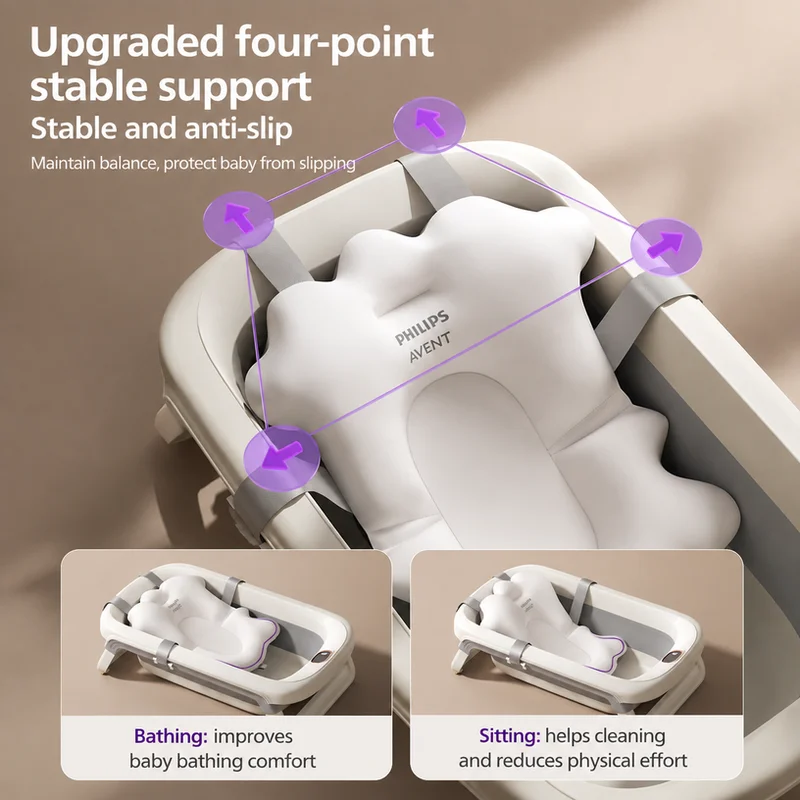 Philips Avent Baby Floating Bath Mat Spine Protection Lying Sitting Dual Use Anti-Slip Quick Dry Newborn Bath Support Cushion view 4