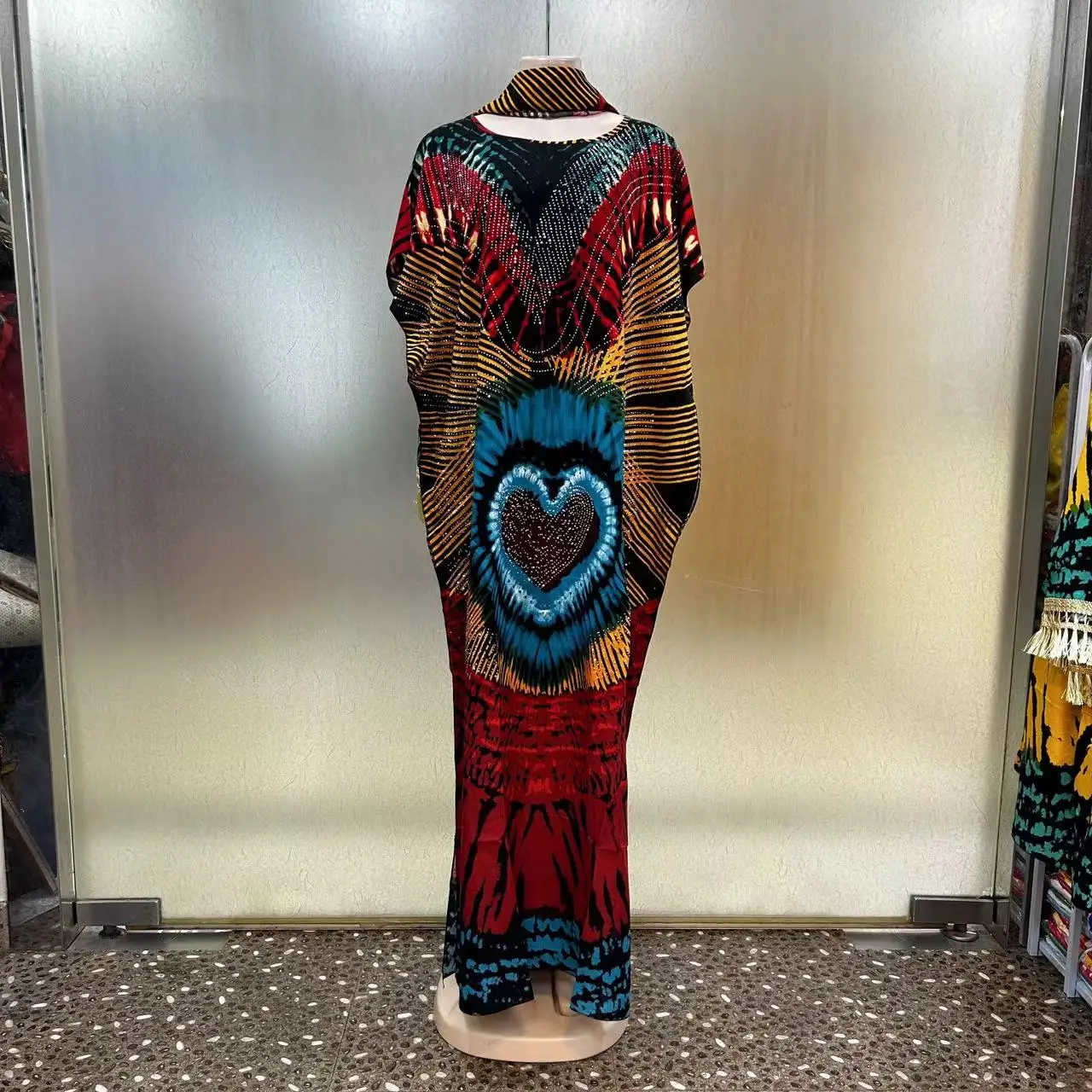 2025 New Ethnic Bubu Summer Diamond Printed Cotton Dress Breathable Large Size Adult Custom African Style