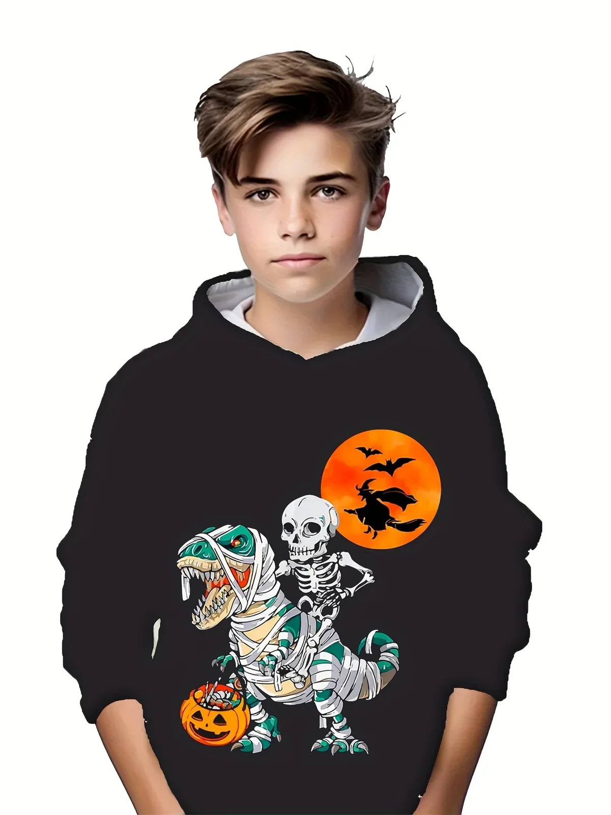 Children Clothes Halloween Scary Clown 3D Digital Print Boys Hoodie Long Sleeve Spring Fall Casual Polyester Tops Boys Clothing