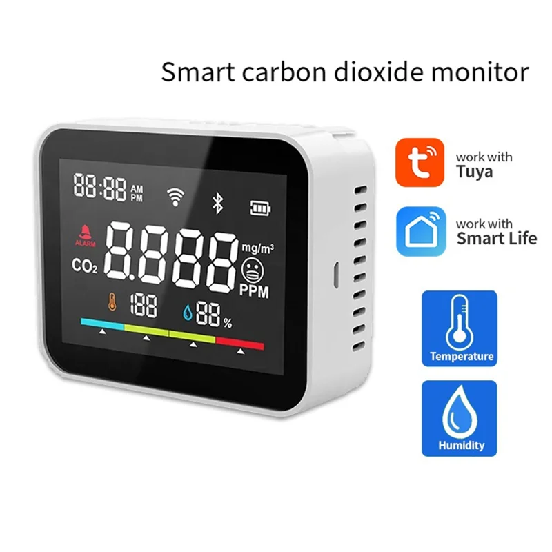 A86G-Tuya Co2 Dioxide Detector WIFI CO2 Monitor Meter Co2 Sensor Tuya Indoor Agricultural Greenhouse Air Humiture Sensor