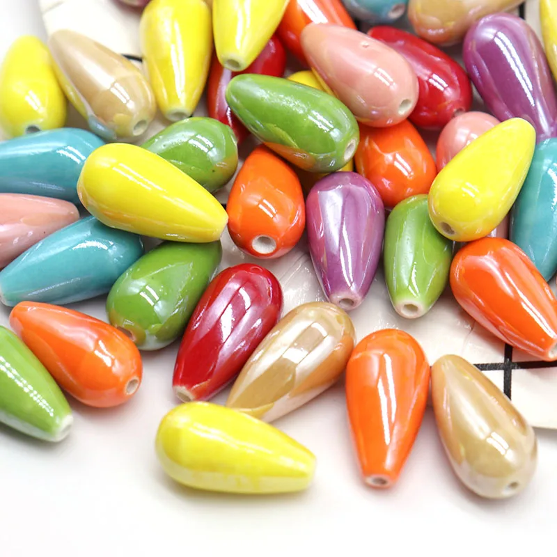 Colored Teardrop Ceramic Beads For Jewelry Making Earring Necklace 10x20mm Procelain Beads Jewelry Accessories