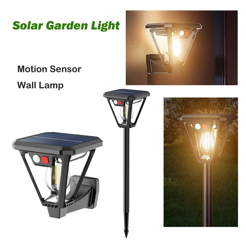 Solar Motion Sensor Light Outdoor Dual-Purpose LED Waterproof Solar Garden Lights Lawn Pathway Porch Wall Camping Lamps