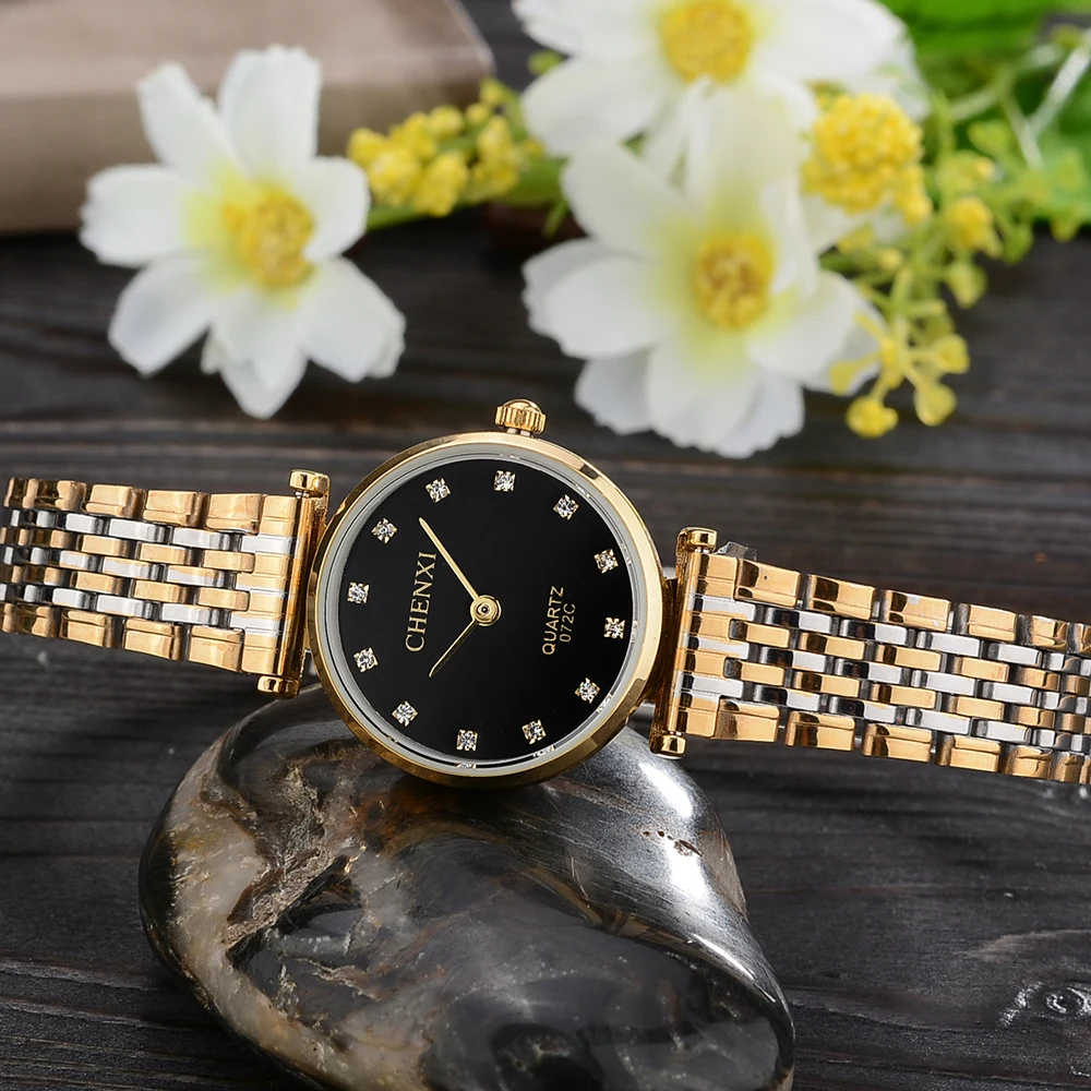 Fashion Chenxi Brand Couple Top Brand Luxury Golden Full Stainless Steel Waterproof Classic Design Quartz Watch Relogio Saat