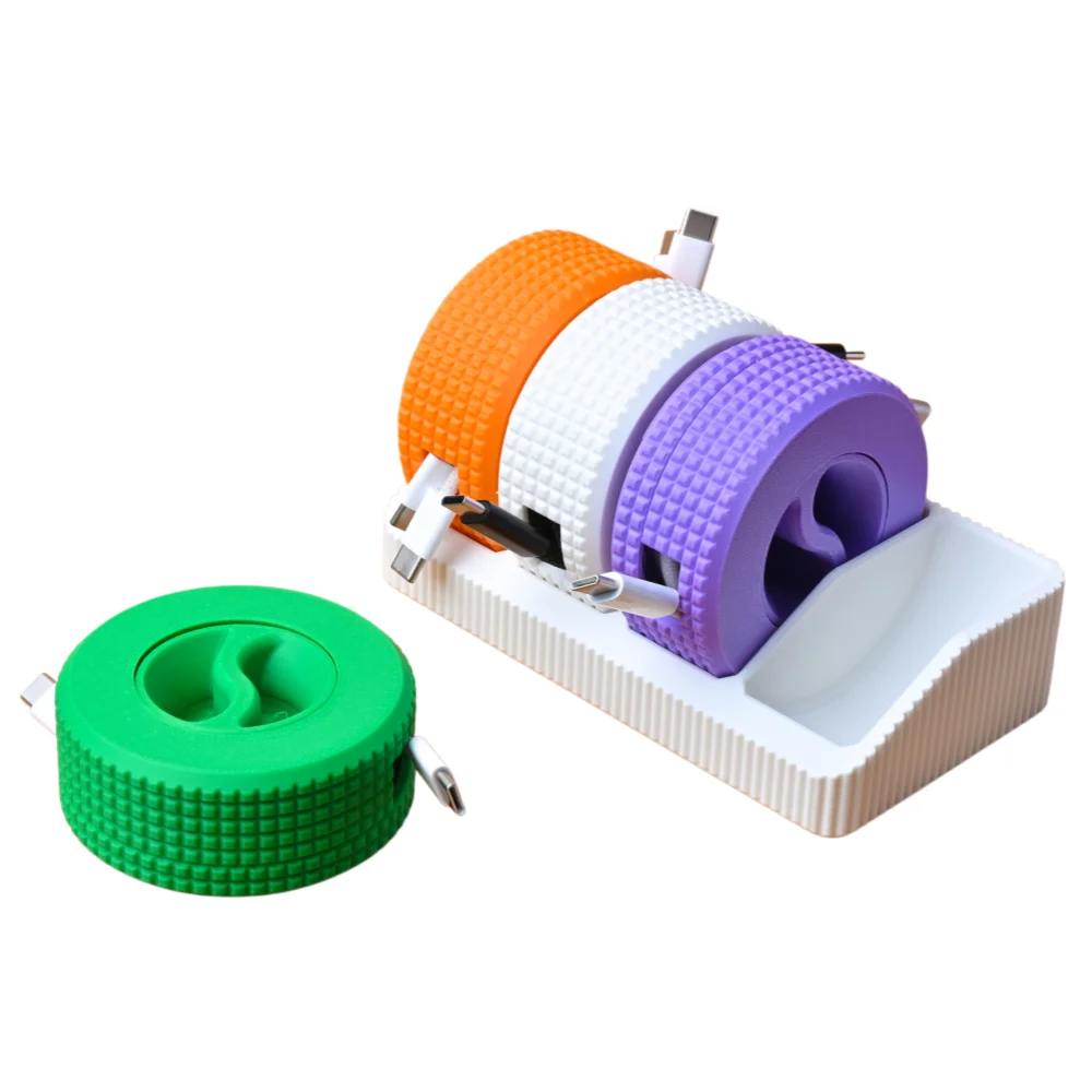 Colorful Silicone Cable Organizer Portable Cord Winder Storage Box Wire Management Holder for Travel Desktop Home Use