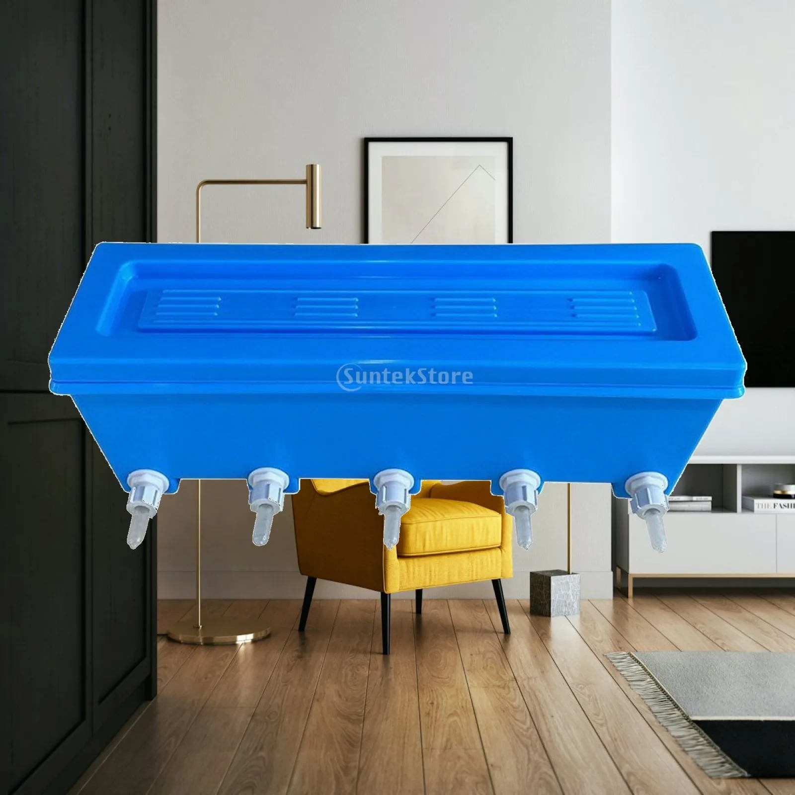 Hanging Livestock Feeder with Lid Covered Lamb Feeder with Nipples Convenient for Lambs, Farms, Breeding Operations