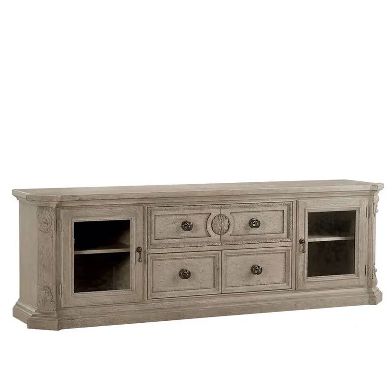 

American architecture revival TV cabinet art dining side cabinet solid wood carving retro old storage floor cabinet video cabine