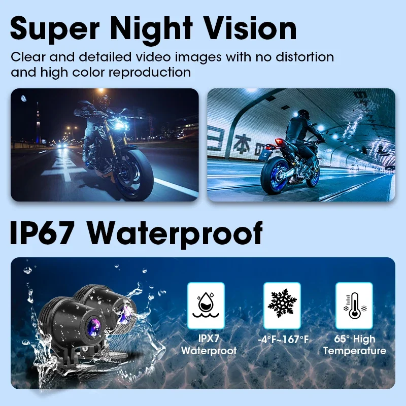 5.5 بوصة دراجة نارية لتحديد المواقع والملاحة 2K كاميرا لاسلكية Carplay أندرويد السيارات IPX7 شاشة مقاومة للماء المزدوج بلوتوث موتو مراقب #6