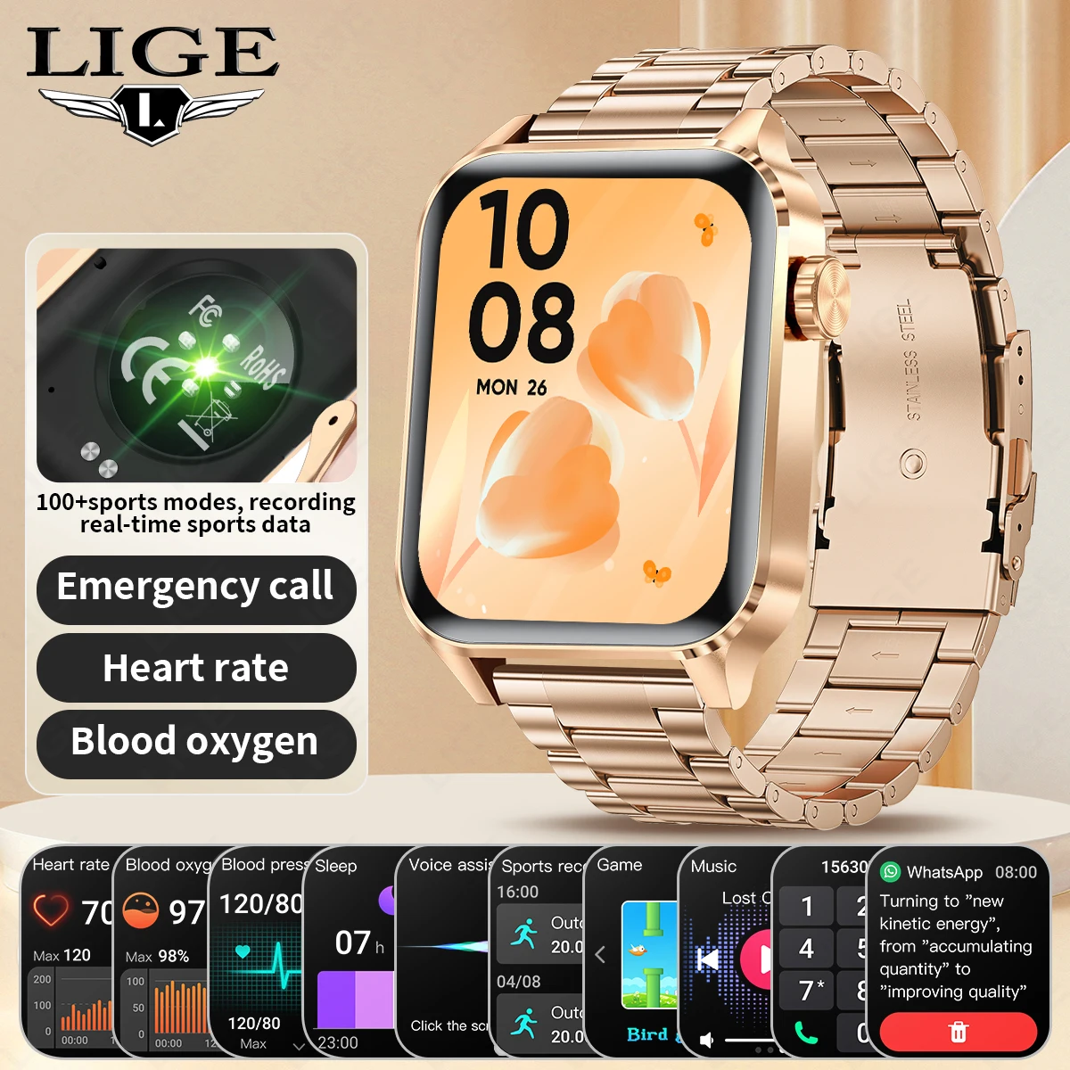 

2025 New Bluetooth Call Smart Watches Women Luxury Smart Wristwatch Sport Fitness Bracelet Smart Watch Waterproof Smartwatch Men