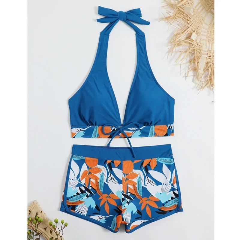 Traje de baño de dos piezas para mujer, conjunto de Tankini con realce, ropa deportiva para playa y piscina