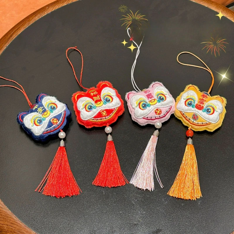 One brand-new New Year-style fringed lion pendant, car bag accessory figurine