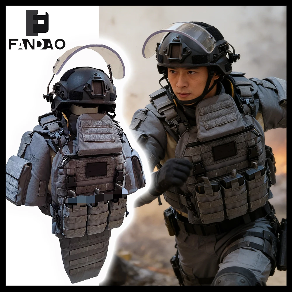 Tactical Full Vest Airsoft Full Protective Heavy-Duty Vest With Neck Throat Protector Shoulder Pads For CS Hunting Shooting